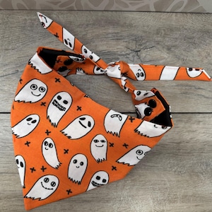 Creepy Ghost Dog Bandana tie dog bandana snap dog bandana Halloween dog bandana Fall dog accessories gift dog lover gift Halloween Bandana