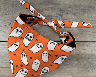 Creepy Ghost Dog Bandana tie dog bandana snap dog bandana Halloween dog bandana Fall dog accessories gift dog lover gift Halloween Bandana