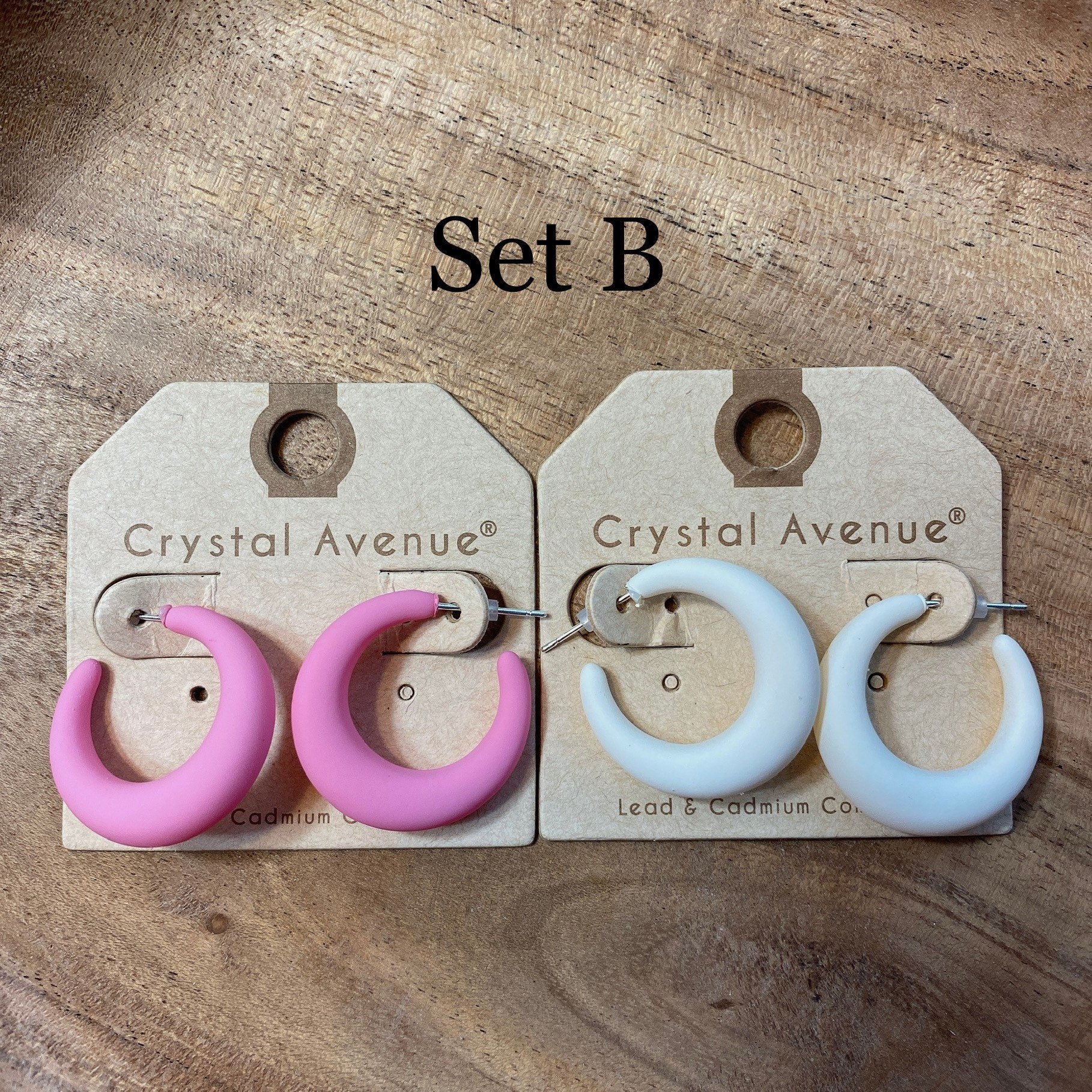 2Pairs Pastel Hoop Earrings / 2Set Polymer Clay Earrings/ Pink Hoop