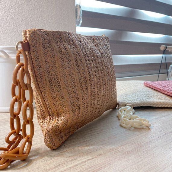Straw Wristlet Purse Pouch Wallet Summer Bag Beach Wallet Gift for Her Pink Straw Ivory Pouch Tan Wristlet Trendy Bag Etsy