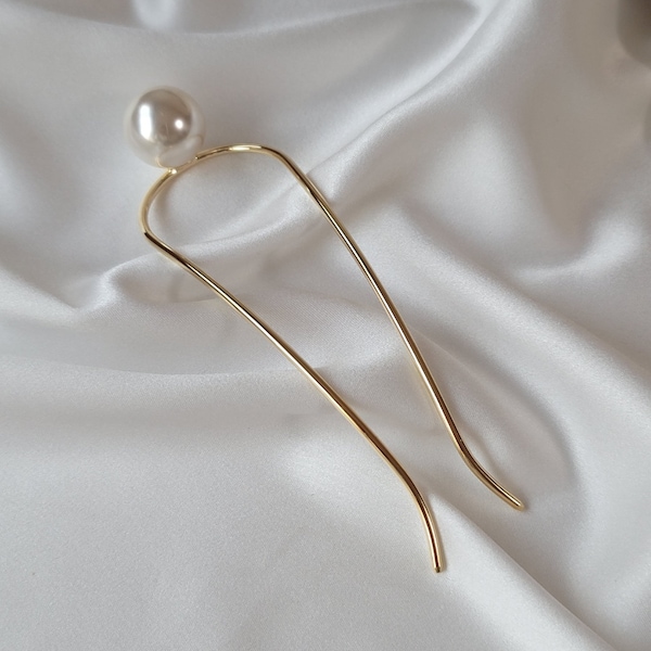 Pearly U Shaped Pin, Golden U Shaped Pin with Pearl, U Pin for Updo