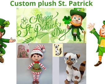 Magical St. Patrick's Day Gnomes Await! Custom Crochet Creations for a Lucky Celebration, 4 Leaf Clover, Leprechaun Doll, Unique Green Elf!