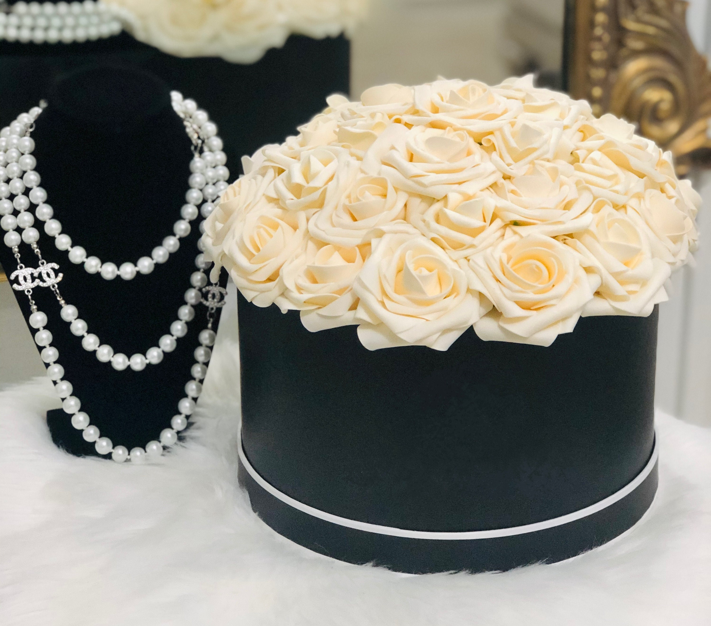 Round Box Flower Bouquet Etsy