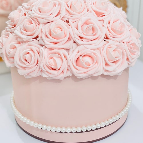 Flower Hat Box Rose Hat Box Flower Bouquet Housewarming Etsy UK