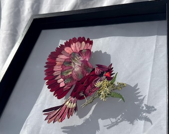Cardinal | Pressed Flower Art | Made to Order | Wall Decor | Keepsake