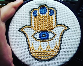 Schema punto croce mano di Hamsa