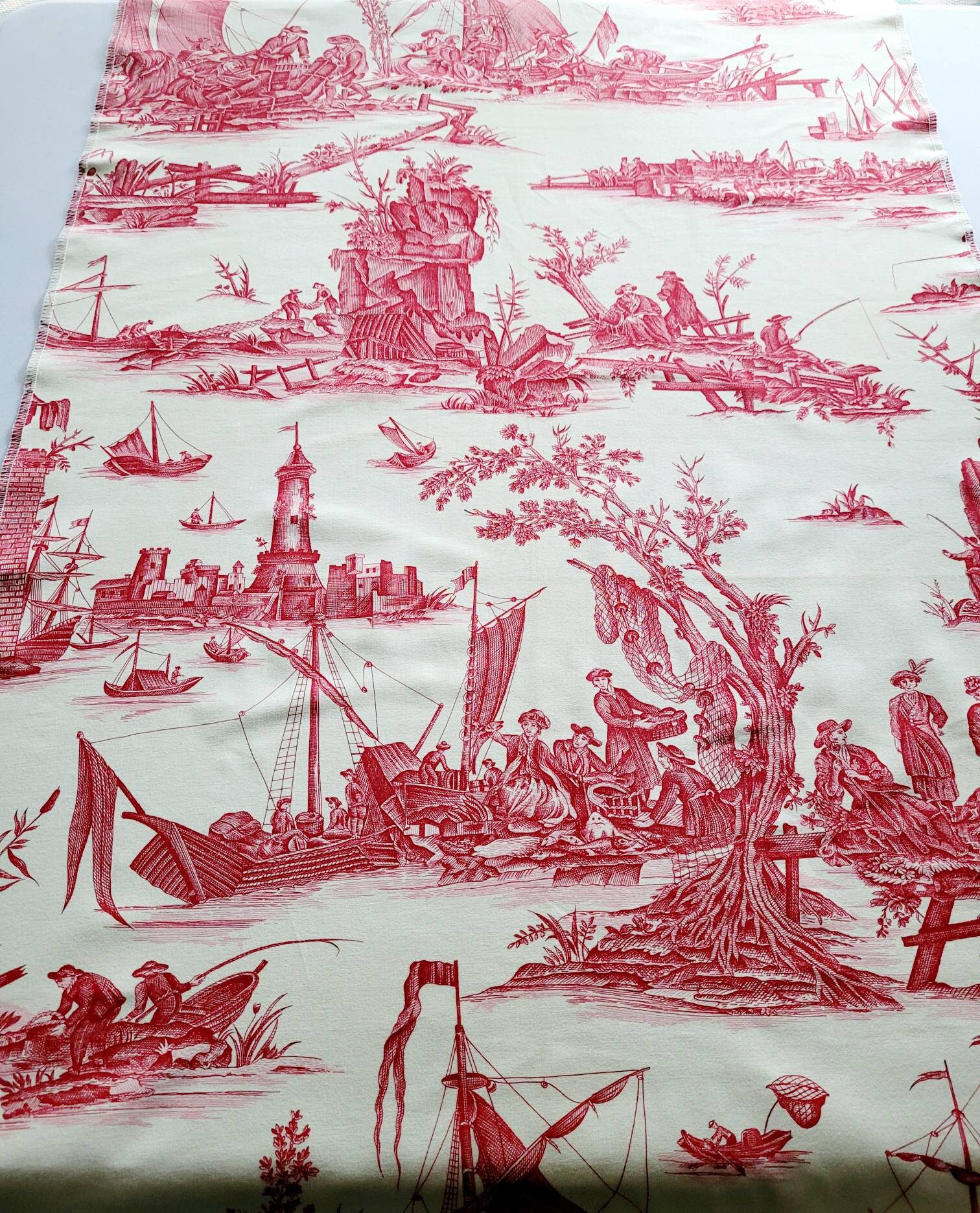 Vintage SCALAMANDRE Fabric Sample Remnant Peche Maritime Etsy