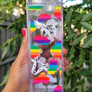 Milk Carton Water Bottle| 17 ounce| Rainbow Cup| Acrylic Milk/ Juice Carton| Cow|