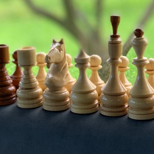Handmade wooden chess pieces without chess board, Wood carving chess pieces, Chess pieces set, Hand carved chess pieces set