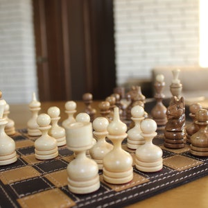 Luxury Handmade Leather Chessboard with Wooden Chess pieces Smart travel chess set of a high quality Foldable Portable Ches