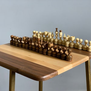 Handmade Wooden Chess Pieces  without chess board, Wood carving chess pieces, Chess pieces set, Hand carved chess pieces set
