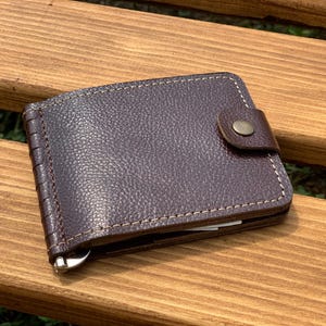 Schlanke Leder Brieftasche, Geldklammer, Geldscheinklammer aus Leder, Leder Brieftasche, Geschenk für Ihn, Geburtstagsgeschenk