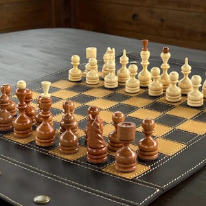 Wood carving chess pieces, Original chess pieces, Carved chess pieces set, Wooden chess pieces, Chess set with storage