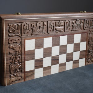Large chess set with board, Wooden chess game, Handmade chess board handcrafted, Luxury chess sets with storage, Modern chess wood boards