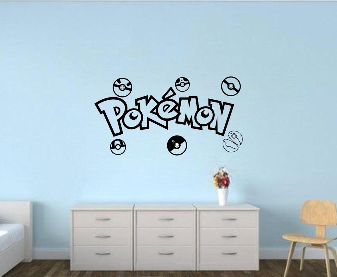 Pokemon Pokeballs Logo Childrens Kids Bedroom Vinyl Decal Wall Etsy