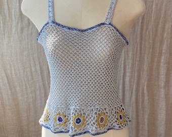 metallic crochet top