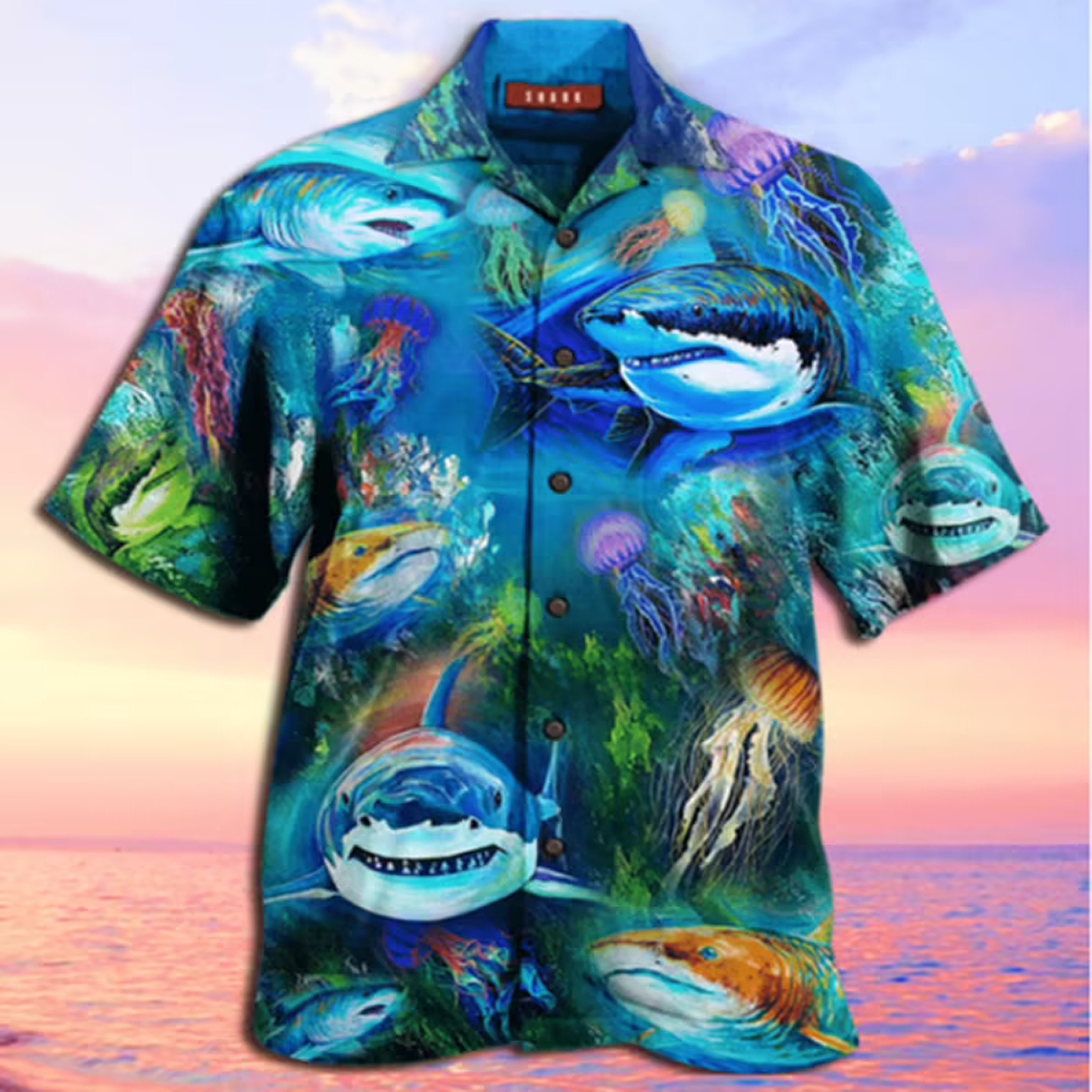 Awesome Shark Hawaii Shirt 3D 3D Hawaiian Shirt For Men Etsy
