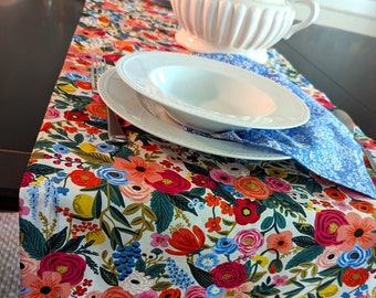 Rifle Paper Co Table Runner | 16.5" wide | 72", 90", 108" lengths| Custom Table Runner | Floral Print | Table Décor | 100 % Cotton