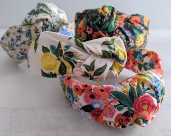 Top Knot Headband | Rifle Paper Co | Knotted Headband | Gift for Her | Knot Headband | Wide Headband | Women’s  Headband | Floral Headband