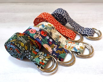 Rifle Paper Co Floral D-Ring Belt: Autumn Webbing Belt