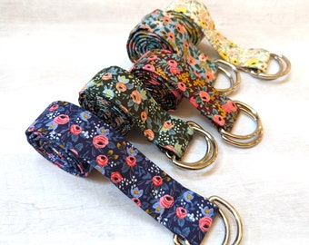 Rifle Paper Co Belt | Rosa Patterns | D-Ring Belt | Webbing Belt | Floral Belt | Ladies Belt | Multiple Sizes | Gift for Her