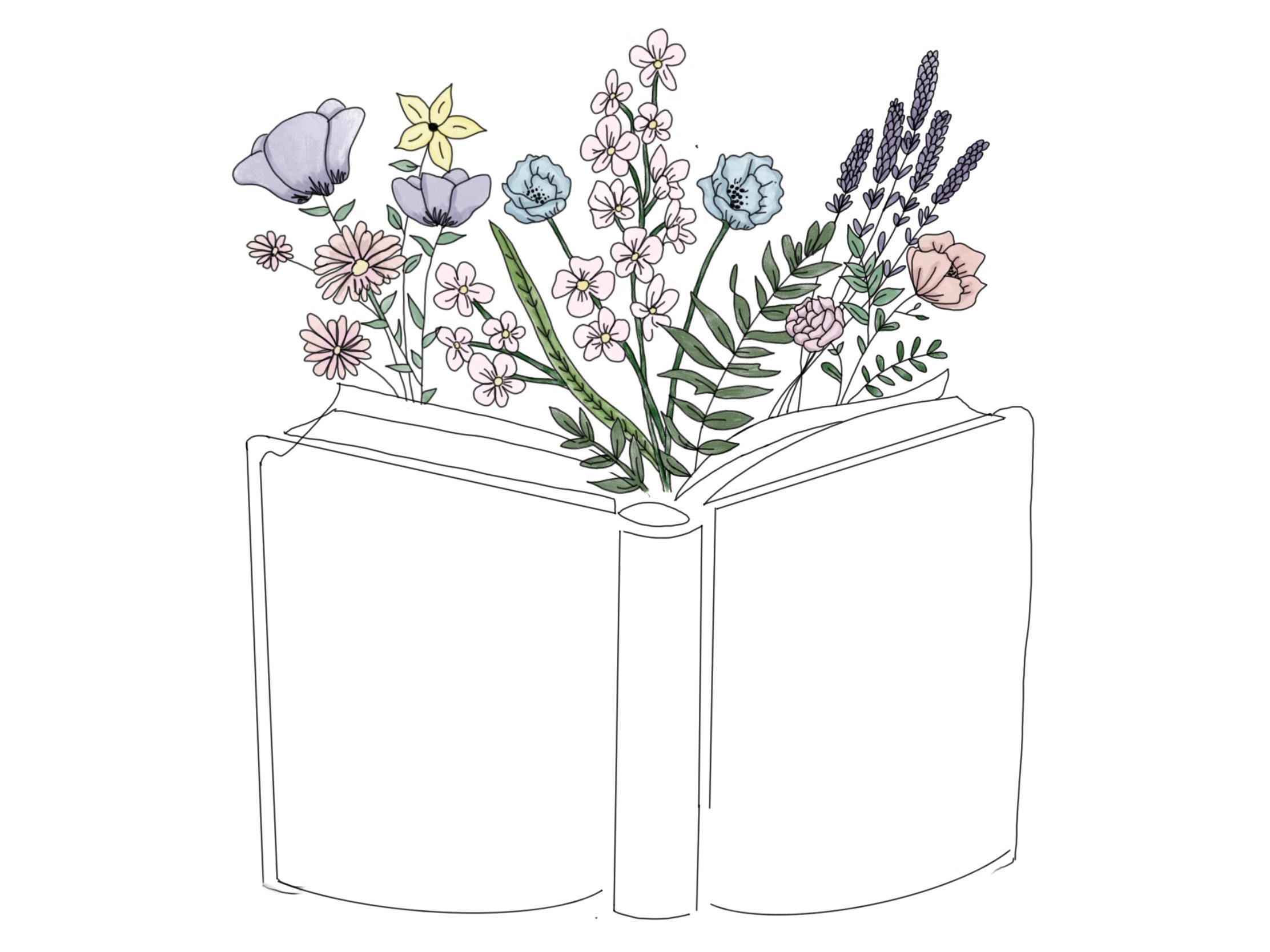 Dedicated flowers blooming out of a book digital art Etsy