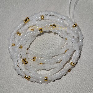 Royal Purity Gold and White Waist Beads - Glass Seed Beads - Beaded Chain