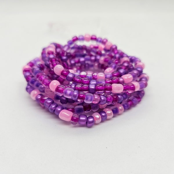 Love's Dream Waist Beads - Mixed Pink & Purple waist beads - Valentine's Inspired Beaded chain - Multi-colored fitness beads - waist trainer
