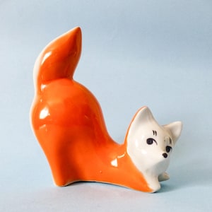 Vintage russian porcelain fox figurine,fox statuette,pottery fox FREE SHIPPING WORLDWIDE