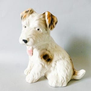 Vintage Porcelain Terrier Puppy Figurine: Hand-Painted Dog Decor