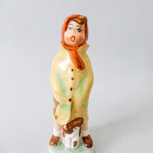 Vintage Hand-Painted Porcelain Figurine: Girl with Puppy