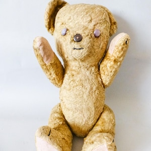 Antique Straw-Filled Teddy Bear: Collectible Vintage Toy