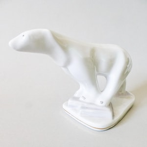 Vintage Porcelain Polar Bear Figurine: Ice Bear Statue