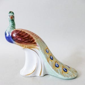 Peacock figurine,Vintage Hungarian porcelain bird figurine FREE SHIPPING WORLDWIDE