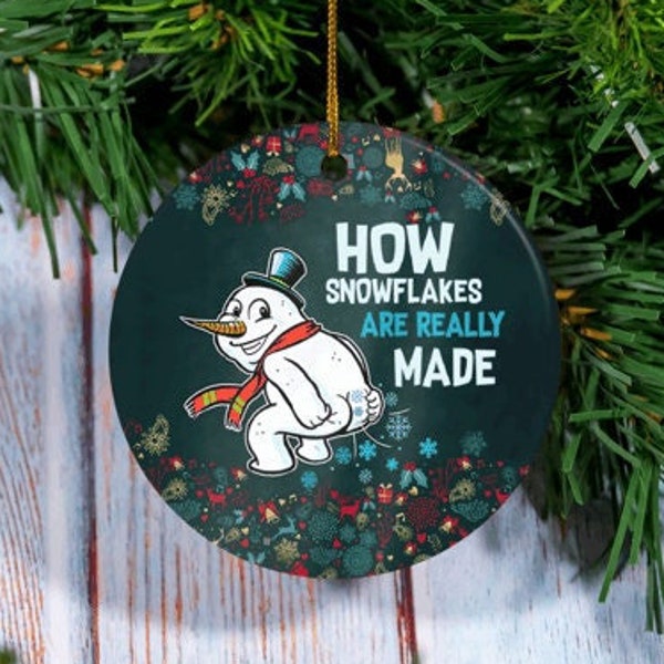 Christmas Ornaments, Funny How Snowflakes Are Really Made Decorative Christmas Ornament-Holiday Flat Circle Ornament-Holiday Decoration Gift