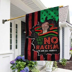 Juneteenth Flag, Juneteenth Garden Flag, Juneteenth Gifts, Say No To Racism We Are All Human Flag