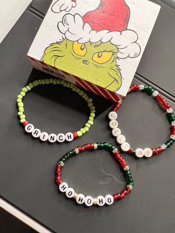 Christmas bracelets grinch bracelet Holiday bracelets Jolly AF Ho Ho  Ho