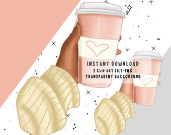 Woman with Coffee PNG Clip Art, Woman Drinking Coffee Clipart PNG, Coffee Clipart PNG,  Coffee Sticker for Digital Planning in Goodnotes