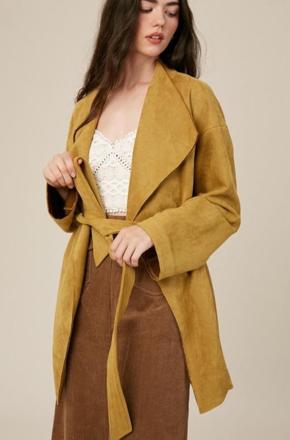 Women's Suede Coat Suede Rope Jacket Women's Jacket - Etsy Israel