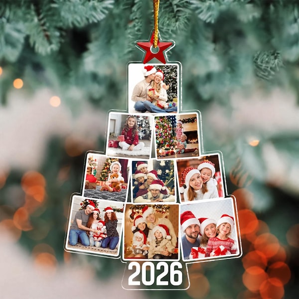 Custom Family Photo Christmas Ornament: Acrylic Keepsake (2D Printed)
