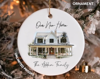 Custom Watercolor House Painting Ornament: Personalized Christmas Photo Gift