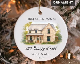 Custom Watercolor House Painting Ornament, Personalized New Home Christmas Ornament, Christmas Photo Gift, Watercolor Photo Ornament