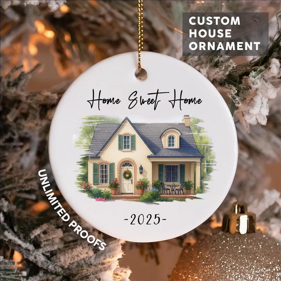 Watercolor House Painting Ornament, Personalized New Home Christmas ...