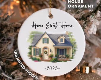 Watercolor House Painting Ornament, Personalized New Home Christmas Ornament, Christmas Photo Gift, Watercolor Photo Ornament