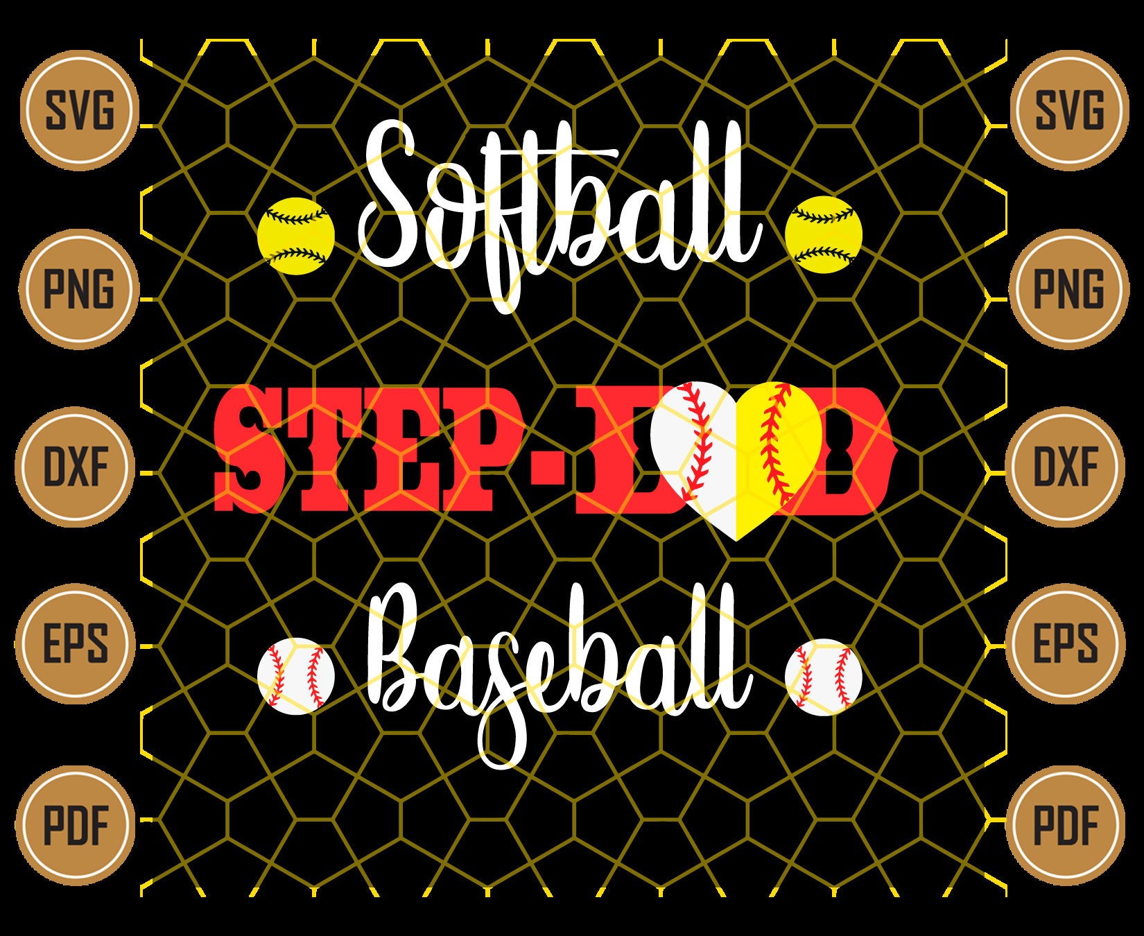 Download Softball Step Dad Baseball Stepdad Svg Father's Day Svg | Etsy