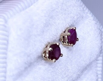 Ruby studs 4mm DARK ruby studs minimal stud earrings pink ruby natural earth mined ruby earrings white gold 14kt ruby studs NATURAL RUBIES