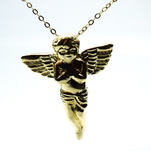 Diamond angel pendant 10KT solid gold SHIPS same DAY/Heavy solid gold pendant VS diamonds pendant necklace angel religious keep me safe