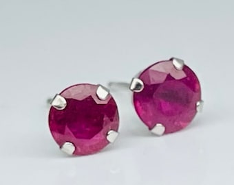 Pink ruby earrings 4mm ruby studs minimal stud earrings pink ruby natural earth mined ruby earrings white gold 14kt ruby studs push back