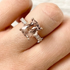 Morganite engagement Ring 18KT rose gold/Natural conflict free diamondring/5ct Morganite luxurious diamond ring pink engagement ring