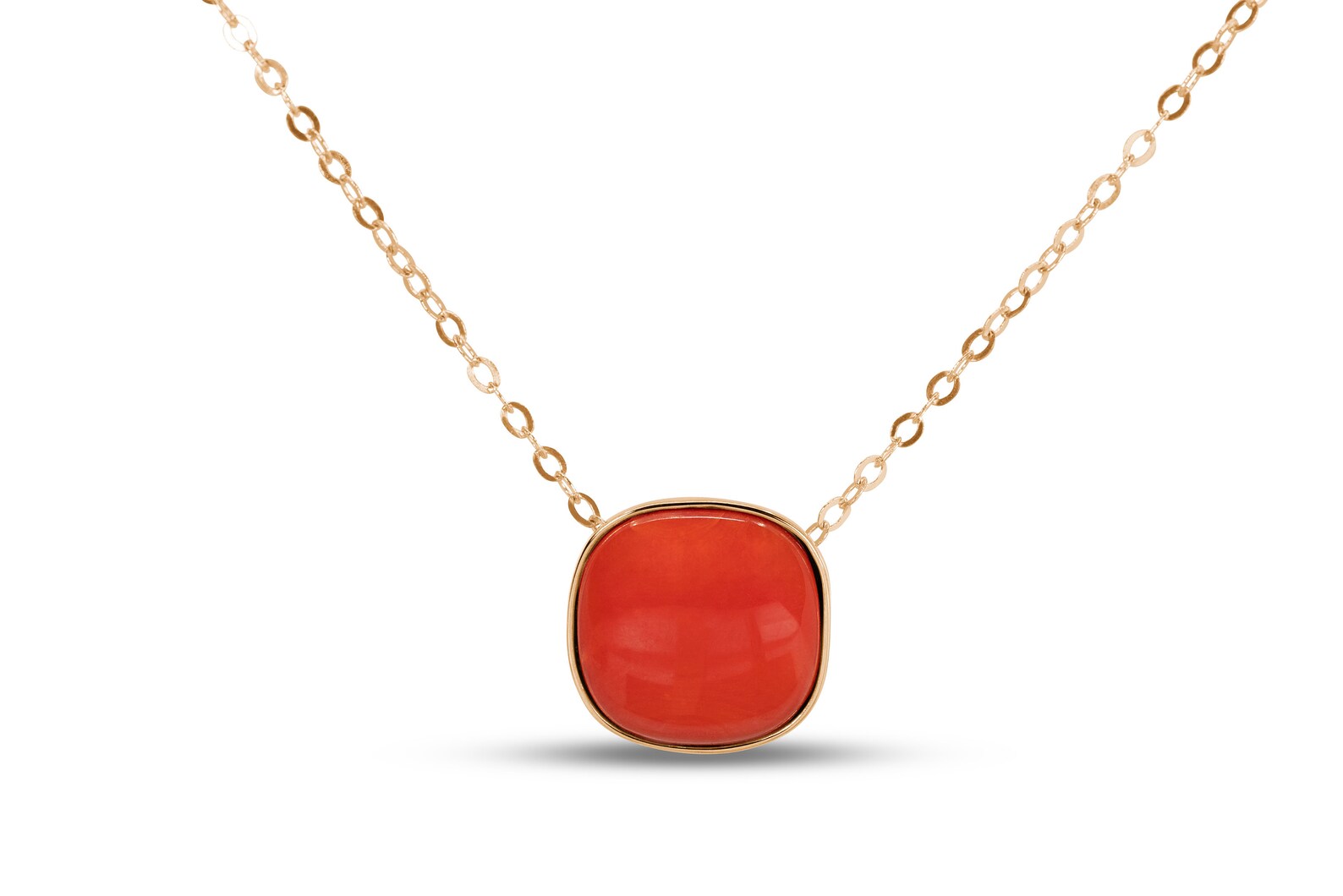 Natural Coral Pendant Necklace 14KT Solid Gold/bezel Set 100 Etsy UK